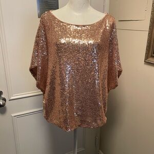 NWT New York & Company Rose Gold Sequin Blouse
